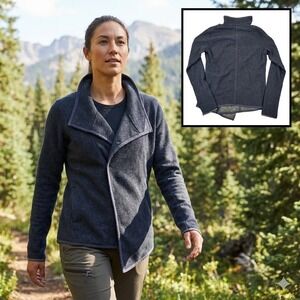 Mountain Hardwear Womens Navy Wool Blend Asymmetrical Snap Jacket Small S OL0712